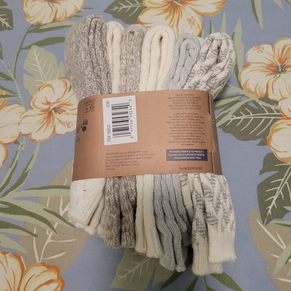 Bearpaw Women's Boot Sock, 6-pair, Ivory - Picture 10 of 10